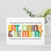 Farbenfrohe Mahlzeiten Drink & Be Mercury Holiday Einladung (Stehend Vorderseite)