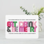 Farbenfrohe Mahlzeiten Drink & Be Mercury Holiday Einladung (Stehend Vorderseite)