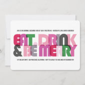 Farbenfrohe Mahlzeiten Drink & Be Mercury Holiday Einladung (Vorderseite)