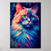 Farbenfrohe Maine Coon Cat Art Poster (Vorne)