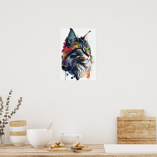 Farbenfrohe Maine Coon Cat Poster (Küche)