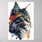 Farbenfrohe Maine Coon Cat Poster (Vorne)