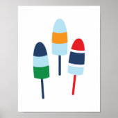 Farbenfrohe Maine Lobster Buoys Poster (Vorne)