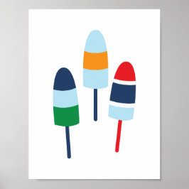 Farbenfrohe Maine Lobster Buoys Poster