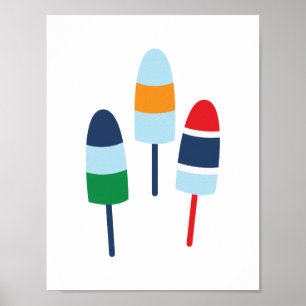 Farbenfrohe Maine Lobster Buoys Poster
