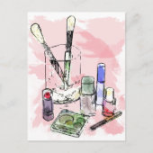 Farbenfrohe Makeup-Illustration Postkarte (Vorderseite)