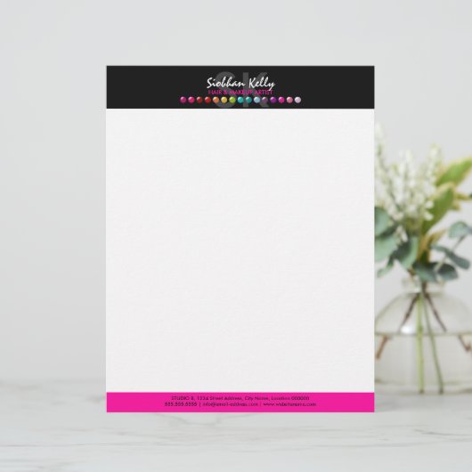 Farbenfrohe Makeust-Monogram-Letterhead Briefbogen (Stehend Vorderseite)