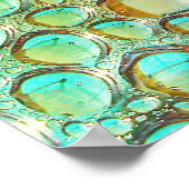 Farbenfrohe Makro-Wassertropfen auf Foto aus Glas Poster (Ecke)