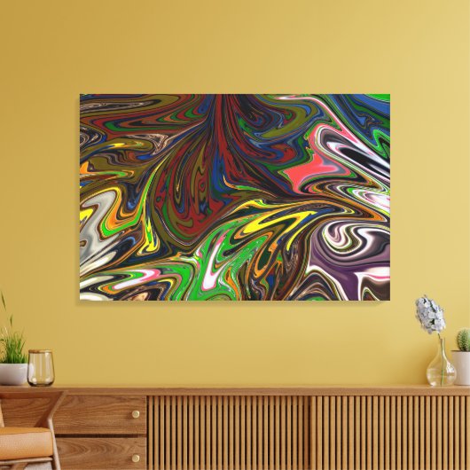 Farbenfrohe Malerei | Abstrakte Kunstkunst Leinwanddruck (Insitu (Wohnzimmer))