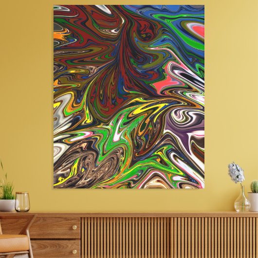 Farbenfrohe Malerei | Abstrakte Kunstkunst Leinwanddruck (Insitu (Wohnzimmer))