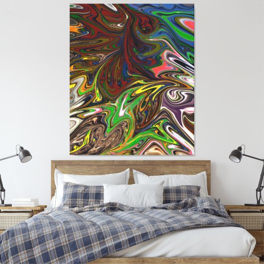 Farbenfrohe Malerei | Abstrakte Kunstkunst Leinwanddruck (Insitu (Schlafzimmer))