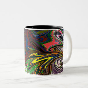 Farbenfrohe Malerei   Abstrakte Kunstkunst Zweifarbige Tasse