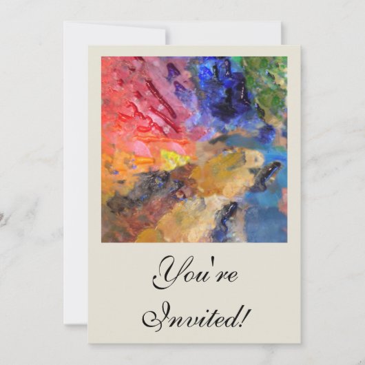 Farbenfrohe Malerei des Künstlers Einladung (Vorderseite)