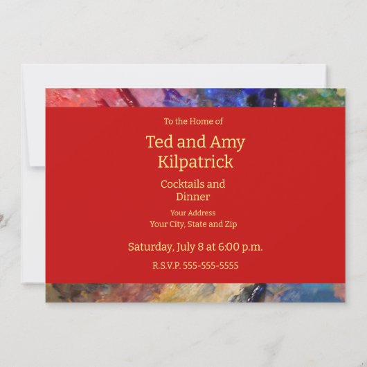 Farbenfrohe Malerei des Künstlers Einladung (Rückseite)