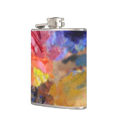 Farbenfrohe Malerei des Künstlers Flachmann (Links)