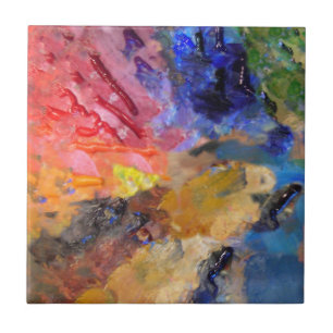 Farbenfrohe Malerei des Künstlers Fliese