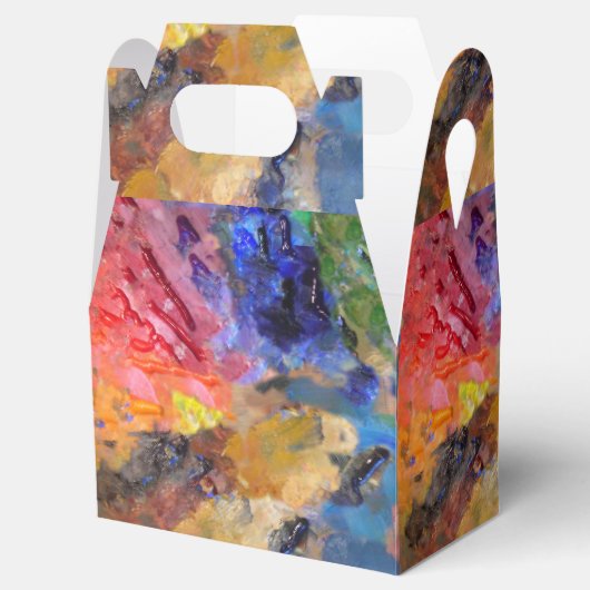 Farbenfrohe Malerei des Künstlers Geschenkschachtel (Geöffnet)