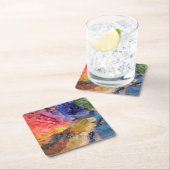 Farbenfrohe Malerei des Künstlers Rechteckiger Pappuntersetzer (Vor Ort)