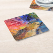 Farbenfrohe Malerei des Künstlers Rechteckiger Pappuntersetzer (angewinkelt)