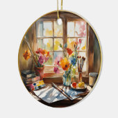 Farbenfrohe Malerei Keramik Ornament (Links)