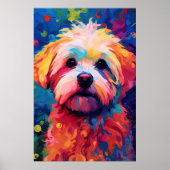 Farbenfrohe maltesische Hundekunst Poster (Vorne)