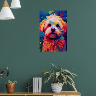 Farbenfrohe maltesische Hundekunst Poster