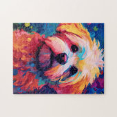 Farbenfrohe maltesische Hundekunst Puzzle (Horizontal)