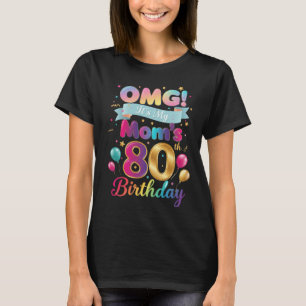 Farbenfrohe Mama 80. Geburtstagsparty Design T-Shirt