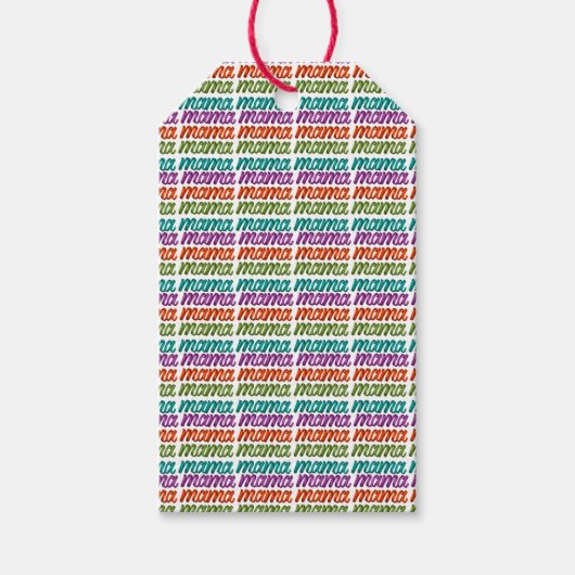 Farbenfrohe Mama-Geschenktasche Geschenkanhänger (Vorderseite)