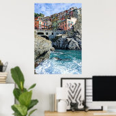 Farbenfrohe Manarola, Italien - das Cinque Terre P Poster (Heimbüro)