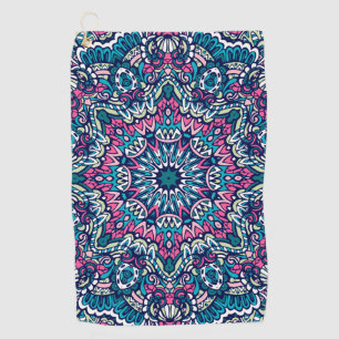 Farbenfrohe Mandala Aztec Pattern Indianisches Eth Golfhandtuch