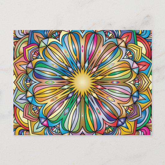Farbenfrohe Mandala Blume Abstrakt Geometrisches M Postkarte (Vorderseite)