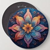 Farbenfrohe Mandala Blume Design Button (Vorne & Hinten)