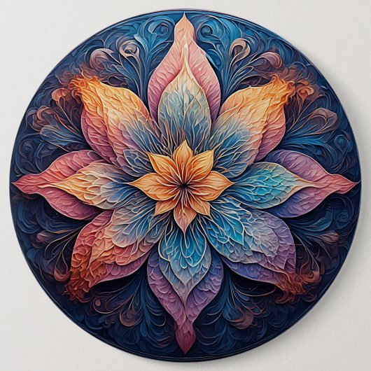 Farbenfrohe Mandala Blume Design Button (Vorderseite)