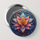 Farbenfrohe Mandala Blume Design Button (Vorne & Hinten)