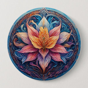 Farbenfrohe Mandala Blume Design Button