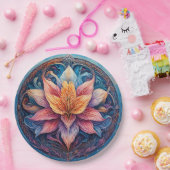 Farbenfrohe Mandala Blume Design Pappteller (Party)