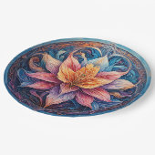 Farbenfrohe Mandala Blume Design Pappteller (Schrägansicht)