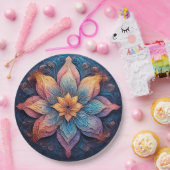 Farbenfrohe Mandala Blume Design Pappteller (Party)