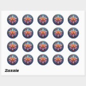 Farbenfrohe Mandala Blume Design Runder Aufkleber (Blatt)