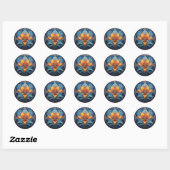 Farbenfrohe Mandala Blume Design Runder Aufkleber (Blatt)