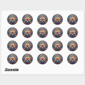 Farbenfrohe Mandala Blume Design Runder Aufkleber (Blatt)