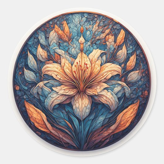 Farbenfrohe Mandala Blume Design Runder Aufkleber (Vorderseite)