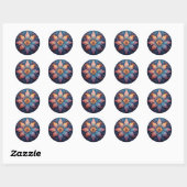Farbenfrohe Mandala Blume Design Runder Aufkleber (Blatt)