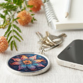 Farbenfrohe Mandala Blume Design Schlüsselanhänger (Seite)