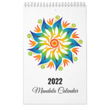 Farbenfrohe Mandala Blume Räder 2022 Kalender