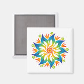 Farbenfrohe Mandala Blume Rainbow Energy Vibe Whee Magnet (Vorderseite/Rückseite)