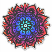 Farbenfrohe Mandala Blume Red Blue Black Aufkleber (Vorderseite)