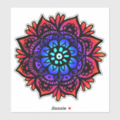Farbenfrohe Mandala Blume Red Blue Black Aufkleber (Blatt)