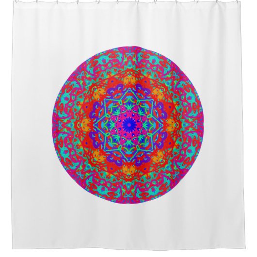 Farbenfrohe Mandala Boho Badezimmer Duschvorhang (Vorderseite)